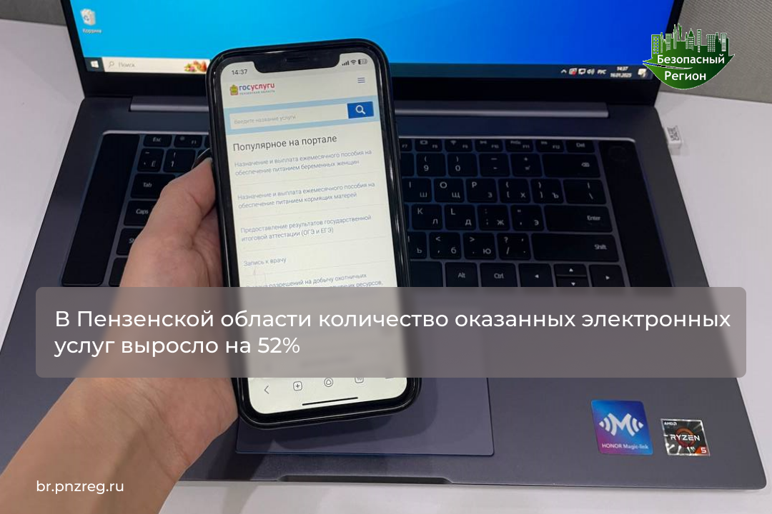 В Пензенской области количество оказанных электронных услуг выросло на 52%