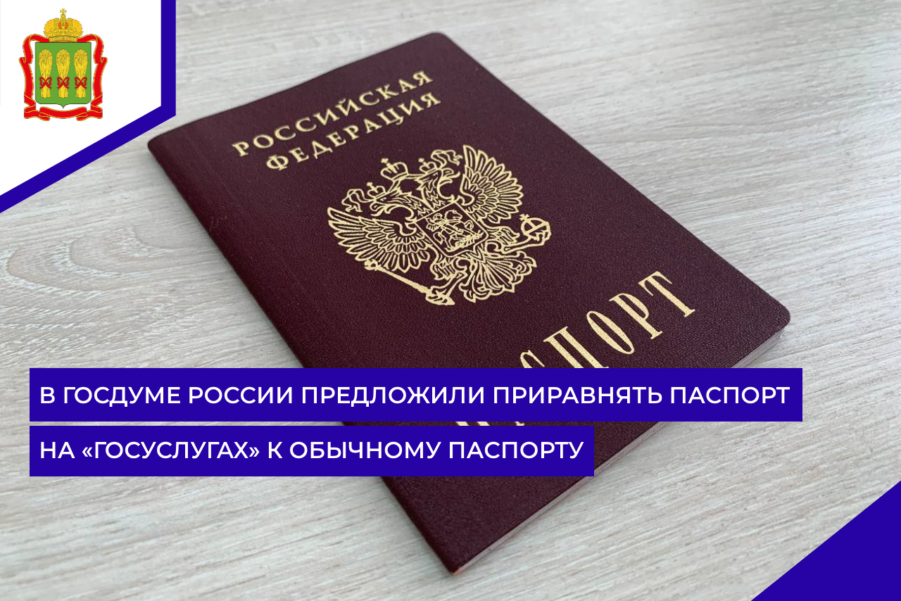 В Госдуме России предложили приравнять паспорт на «Госуслугах» к обычному паспорту