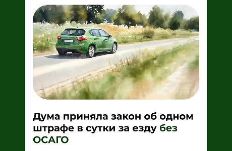 Дума приняла закон об одном штрафе в сутки за езду без ОСАГО