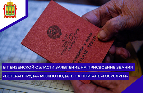 В Пензенской области заявление на присвоение звания «Ветеран труда» можно подать на портале «Госуслуги»