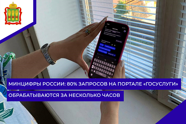 Минцифры России: 80% запросов на портале «Госуслуги» обрабатываются за несколько часов Минцифры России: 80% запросов на портале «Госуслуги» обрабатываются за несколько часов