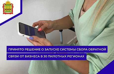 Принято решение о запуске системы сбора обратной связи от бизнеса в 30 пилотных регионах Принято решение о запуске системы сбора обратной связи от бизнеса в 30 пилотных регионах