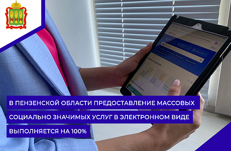 В Пензенской области предоставление массовых социально значимых услуг в электронном виде выполняется на 100%