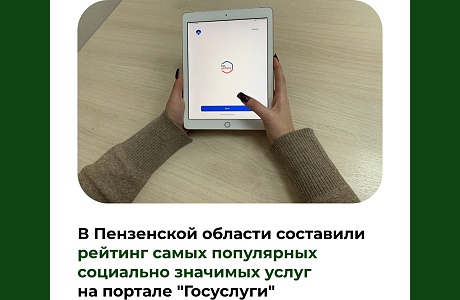В Пензенской области составили  рейтинг самых популярных  социально значимых услуг на портале "Госуслуги"